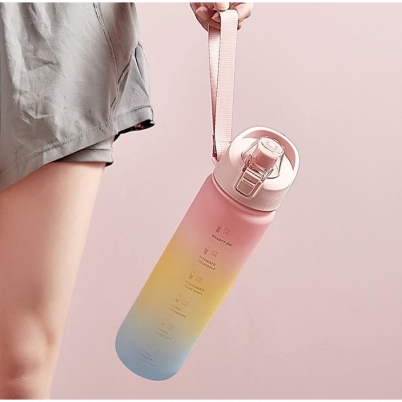 Botol Minum Korea gradasi 1 liter PINK sedotan