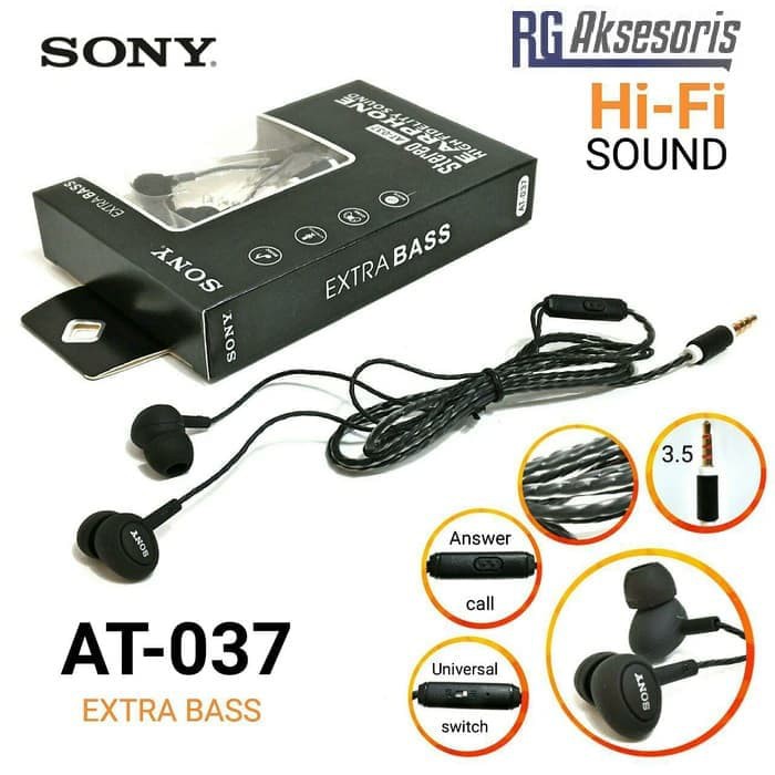 TERBARU HEADSET/EARPHONE/HANDSFREE SONY AT-037 / SONY AT037