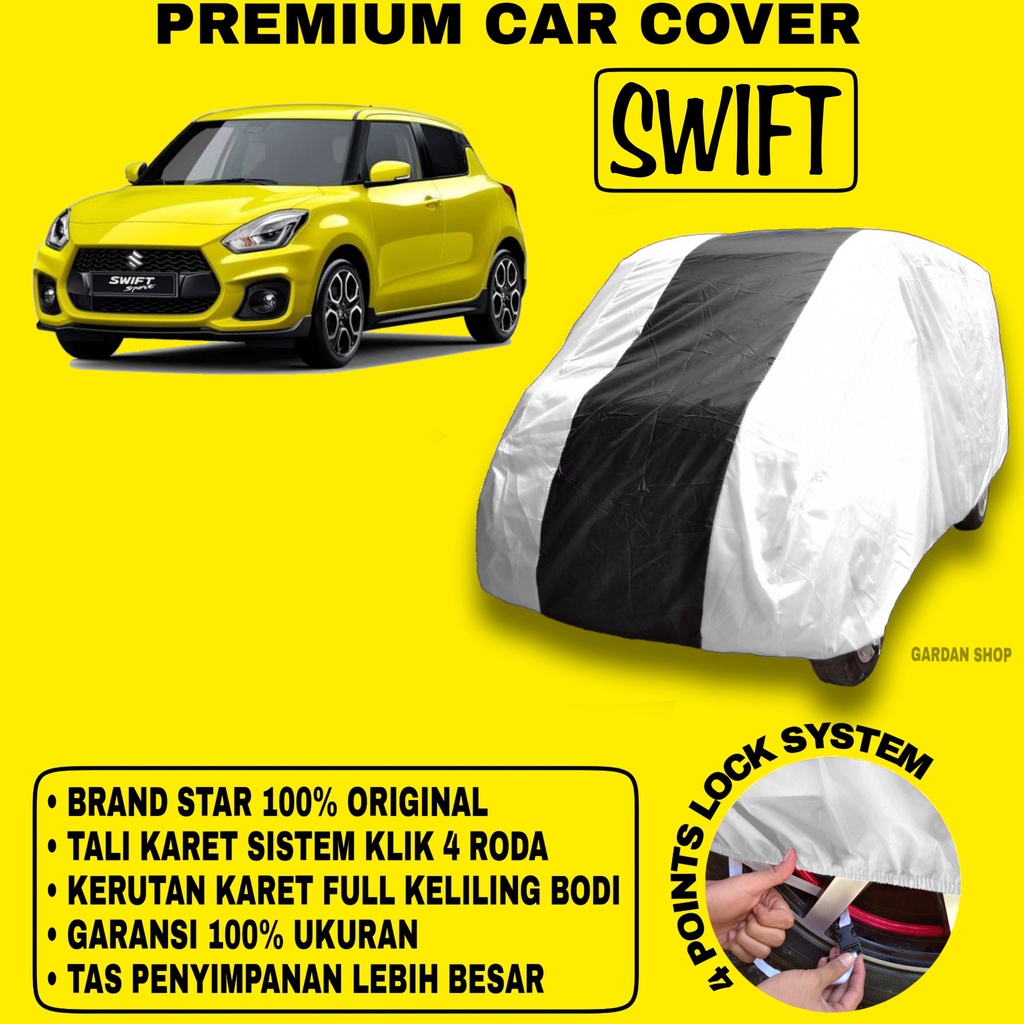 Body Cover SWIFT SILVER HITAM Penutup Bodi Mobil Swift Waterproof PREMIUM