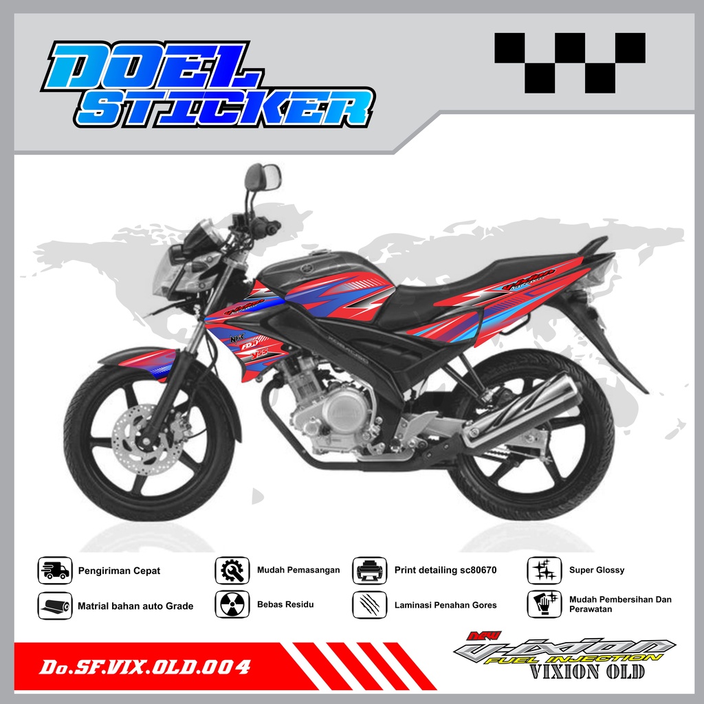 STICKER STRIPING VIXION OLD LAMA - STICKER STRIPING VIXION OLD LAMA 2008-2012 VARIASI HOLOGRAM/PELANGI , CROME DOEL 004