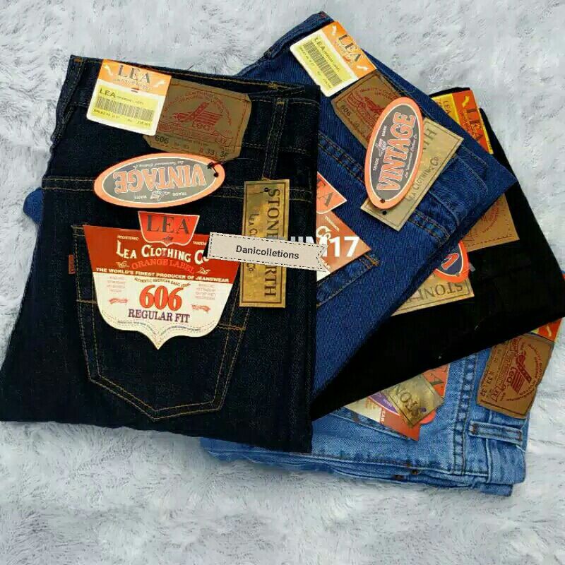 Celana soft jeans panjang pria model standar/ reguler Merk LeA Size 28-38