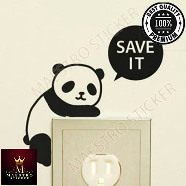

M.STICKER Stiker Saklar Lampu Panda Save It Sticker Dingding Rumah Kantor