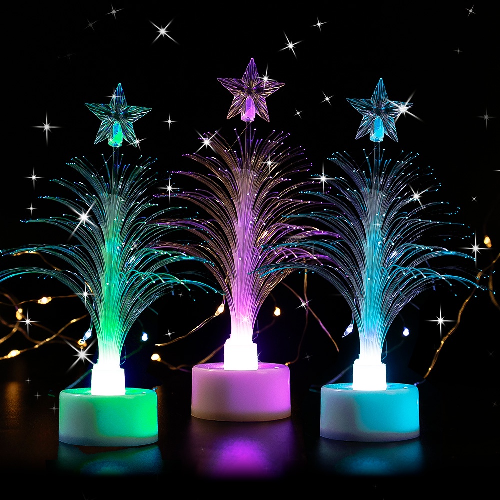 Mini LED Christmas Tree Night Light Color Changing Fiber Optical Light USB Connection Lamp Festival Decor for Bedroom Shopping