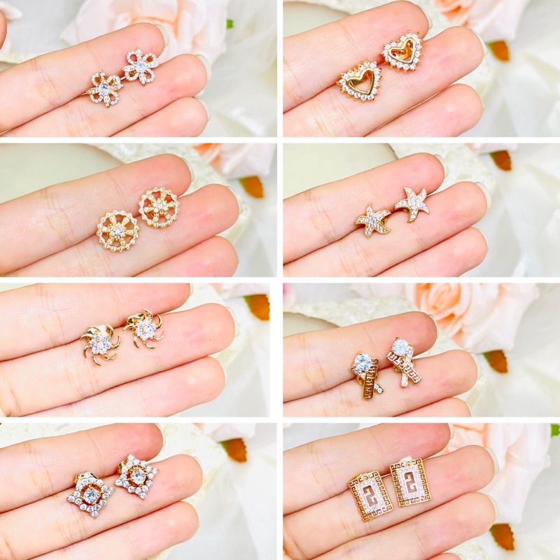 Anting tusuk permata motif emas murah meriah Xuping