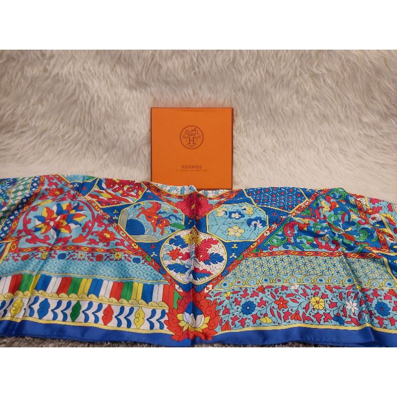 Syall&Scarf Hermess size 140x140cm Blue