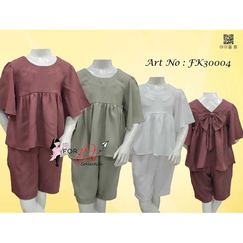 Setelan Celana Pendek Anak Perempuan Fashion Casual Crop Top