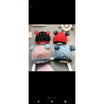 Topi anak bayi baseball Lollipop baby cap hat import-Reject Merah