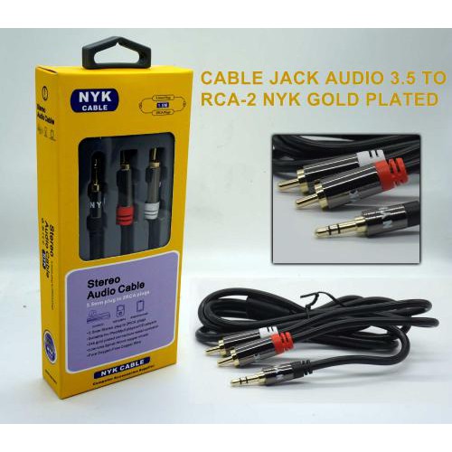 Kabel Audio Stereo 3.5mm To 2 RCA NYK Gold Plated 1.5M