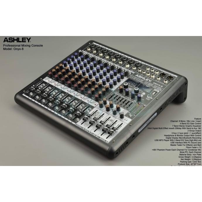 MIXER AUDIO ASHLEY ONYX 8 CHANNEL ORIGINAL MIXER KARAOKE ASHLEY ONYX8