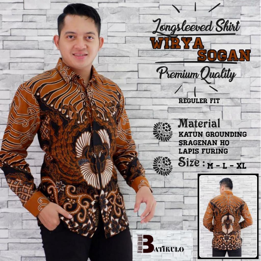 Paling Murah (1kg=4pcs) Kemeja Batik Lengan Panjang Batik Ori Batik Kulo Wirya Sogan  Batik Solo Seragam Batik zVKDqQTEGnEp6