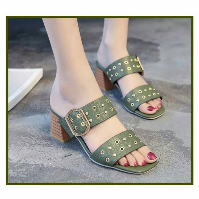 Sandal heels 577 import wanita branded