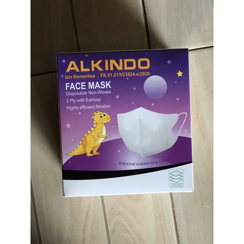 Alkindo Face Mask Disposable Non-Woven For Kids isi 50 Pcs