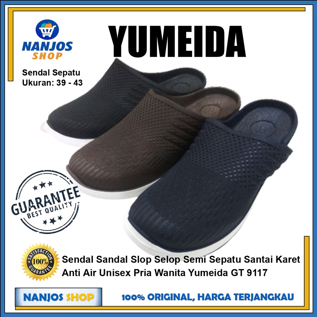 Sendal Sandal Sepatu Selop Semi Sepatu Santai Karet Anti Air Unisex Pria Wanita Yumeida GT 9117