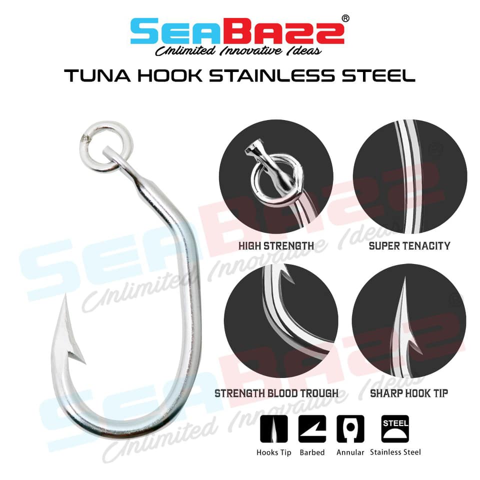 SEABAZZ STAINLESS STEEL TUNA HOOK 5X STRONG