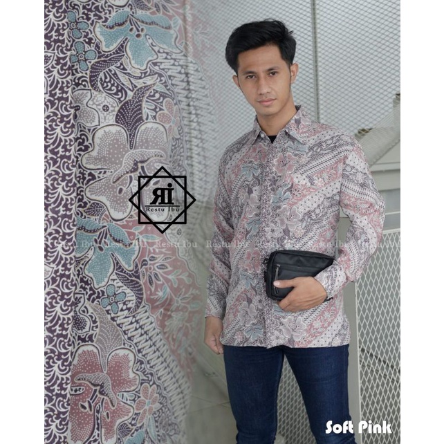 COUPLE ROK BATIK KEMEJA BATIK PANJANG MOTIF SOFT PINK