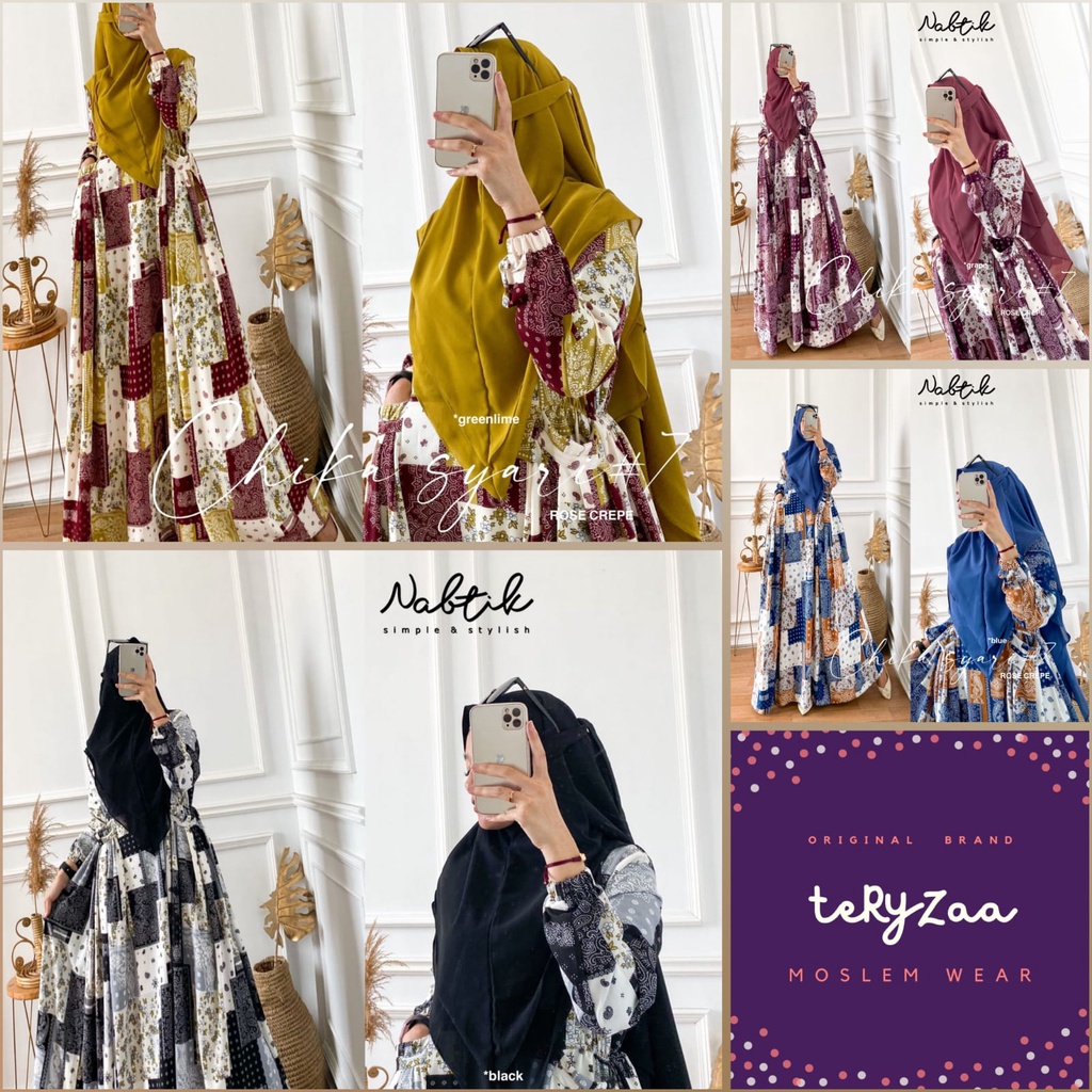 ready || CHIKA SYARI #7 ORIGINAL NABTIK | Gamis Set Syari Nabtik Terbaru