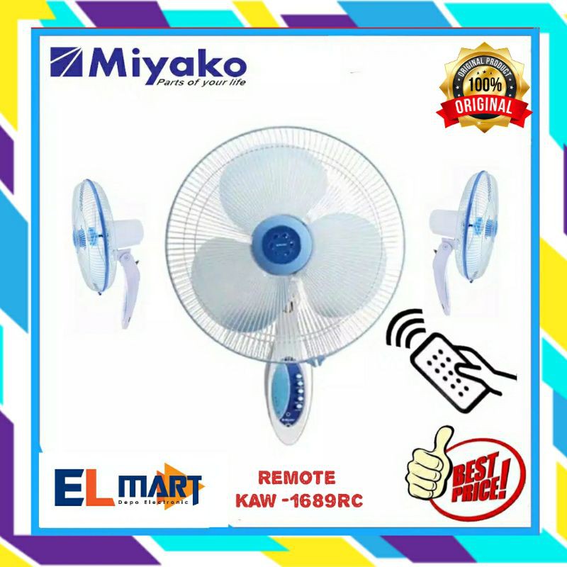 Miyako wall fan 16inch KAW 1689RC with REMOTE / kipas angin dinding 16&quot; 1689 RC