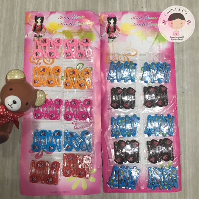 Jepit tiktok anak grosir (per papan) isi 40pc kar pink