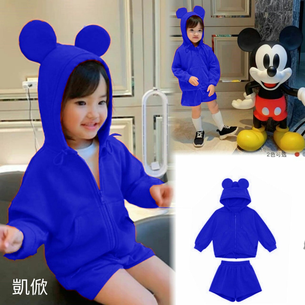 Baju Setelan anak Miky 05 Baju Anak Perempuan Setelan Jaket Hoodie &amp; Celana Pendek MS