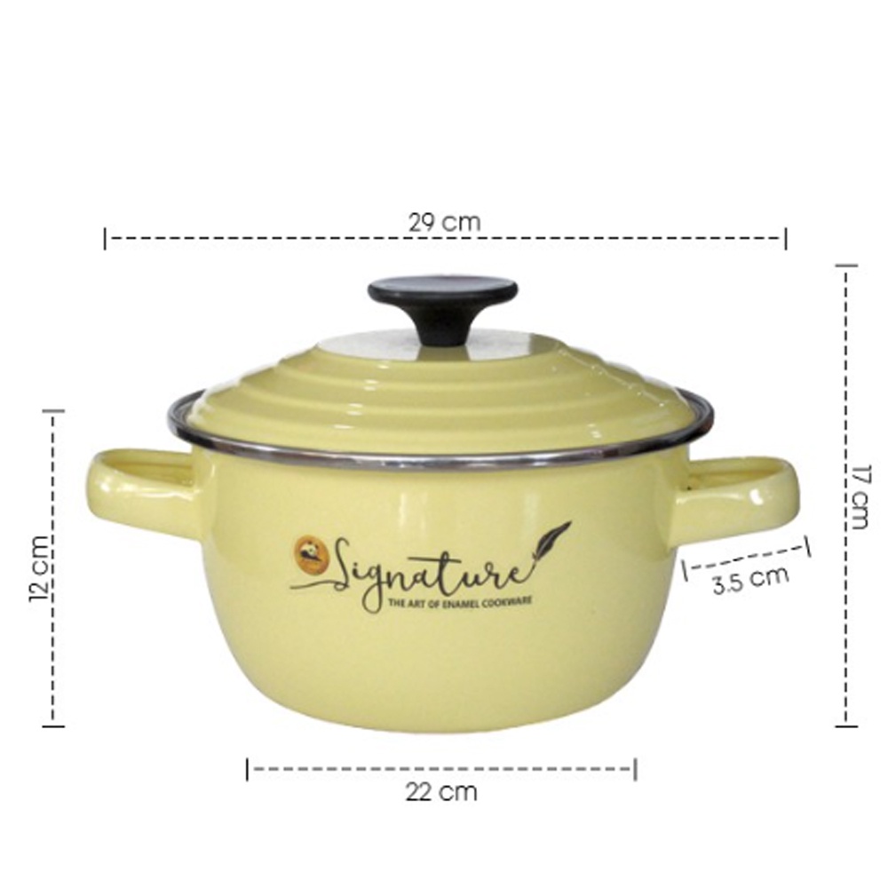 Maspion Panci Enamel Warna Signature Pan Ukuran 22 cm - Warna KUNING