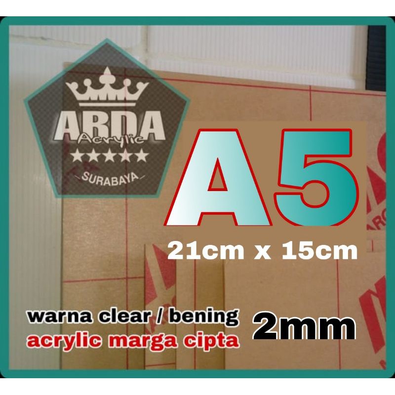 Akrilik 2mm bening ukuran A5 marga cipta/akrilik lembaran Acrylic marga cipta