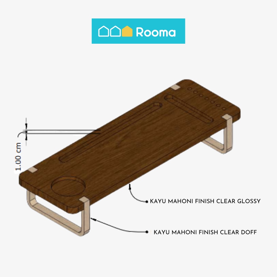 Rooma Dudukan Monitor / Meja Kerja Kayu/ Stand Monitor PC/Laptop