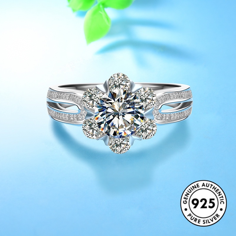 Cincin Sterling Silver 925 Model Bunga Elegan Untuk Wanita