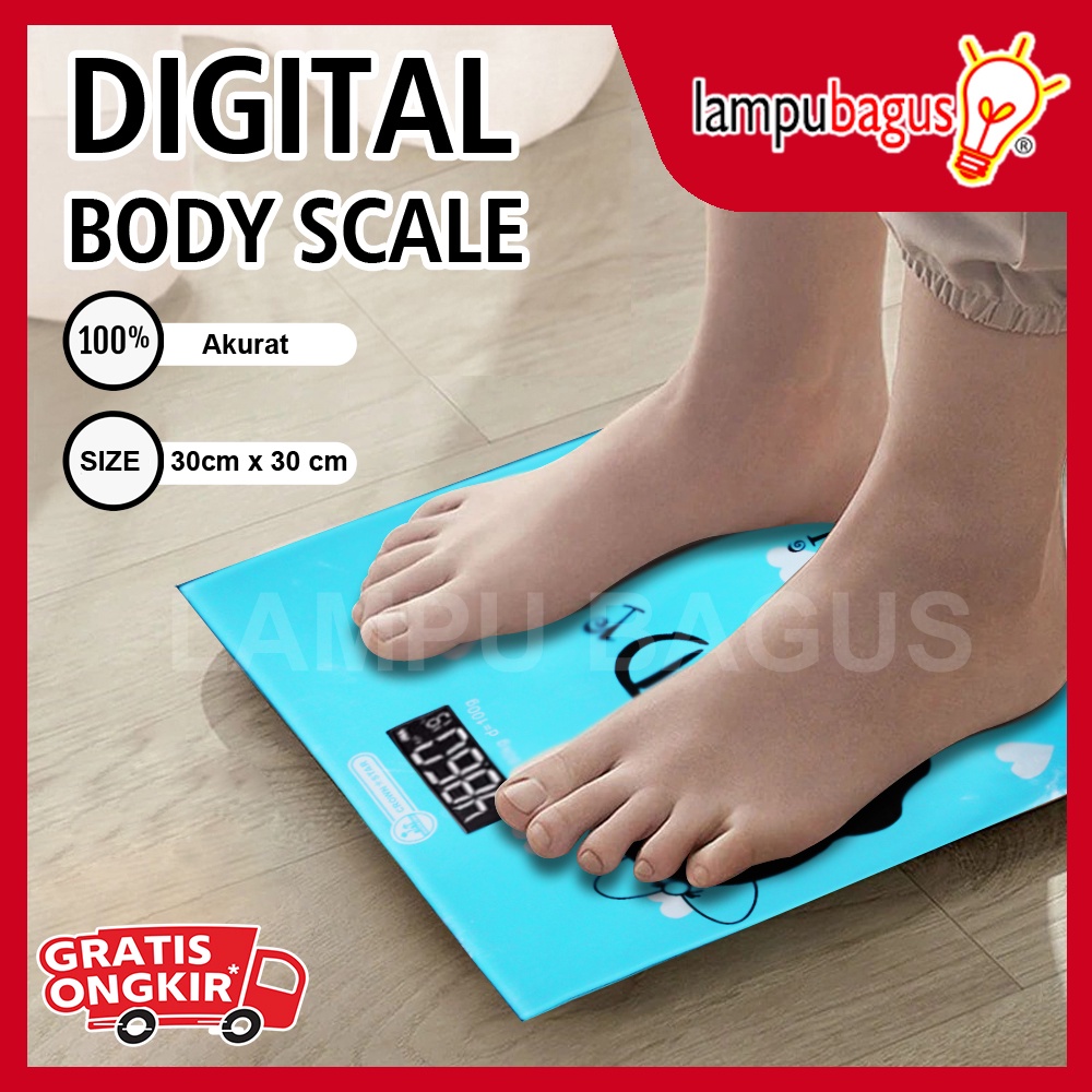 Timbangan Badan Digital Electronik Body Scale / Pengukur Berat Badan Ukuran 30x30cm