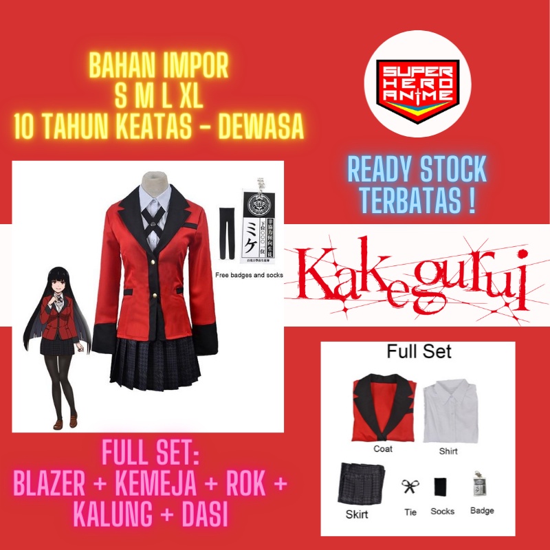 Cosplay Yumeko Jabami Kostum Kakegurui Full Set Costume Baju Anime Impor Cewek Perempuan Tanggung Dewasa