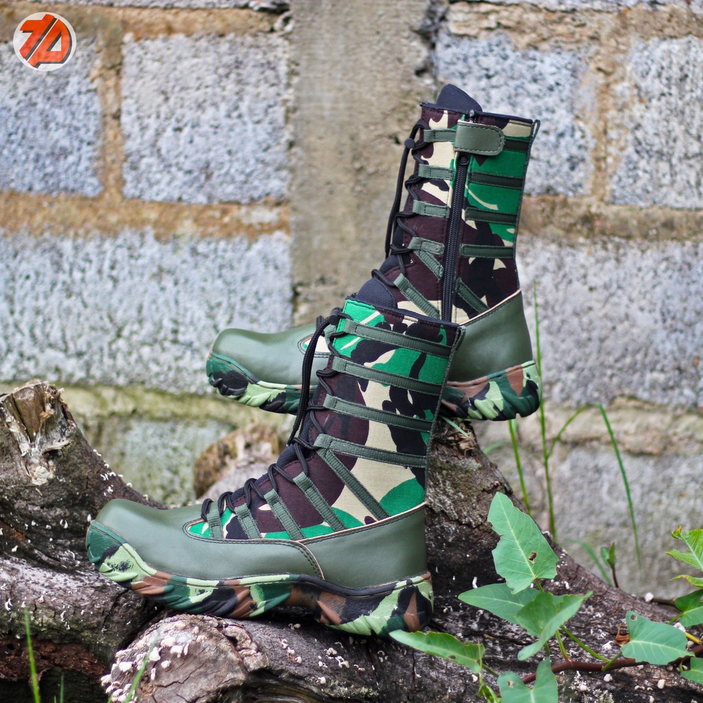 Sepatu PDL BOOTS SAFETY Kulit Loreng Malpinas JATAH TNI AD Merek ARBOO LOCAL BRAND