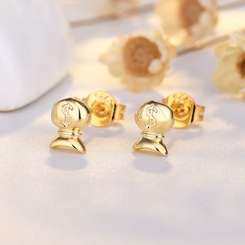 Hu Hu Hu Hu Hu Alat Bantu Pasang Kacamata♡ 1 Pasang Anting Stud Desain Pita Aksen Berlian Imitasi Bahan Tembaga Untuk Pria Dan Wanita