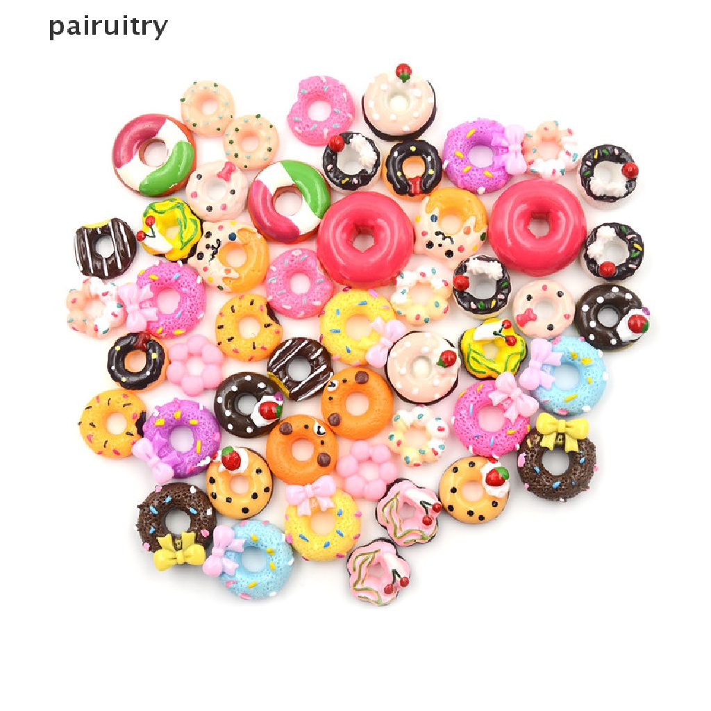 Prt 10 Pcs Miniatur Donat Bahan Resin Untuk Dekorasi Casing Handphone