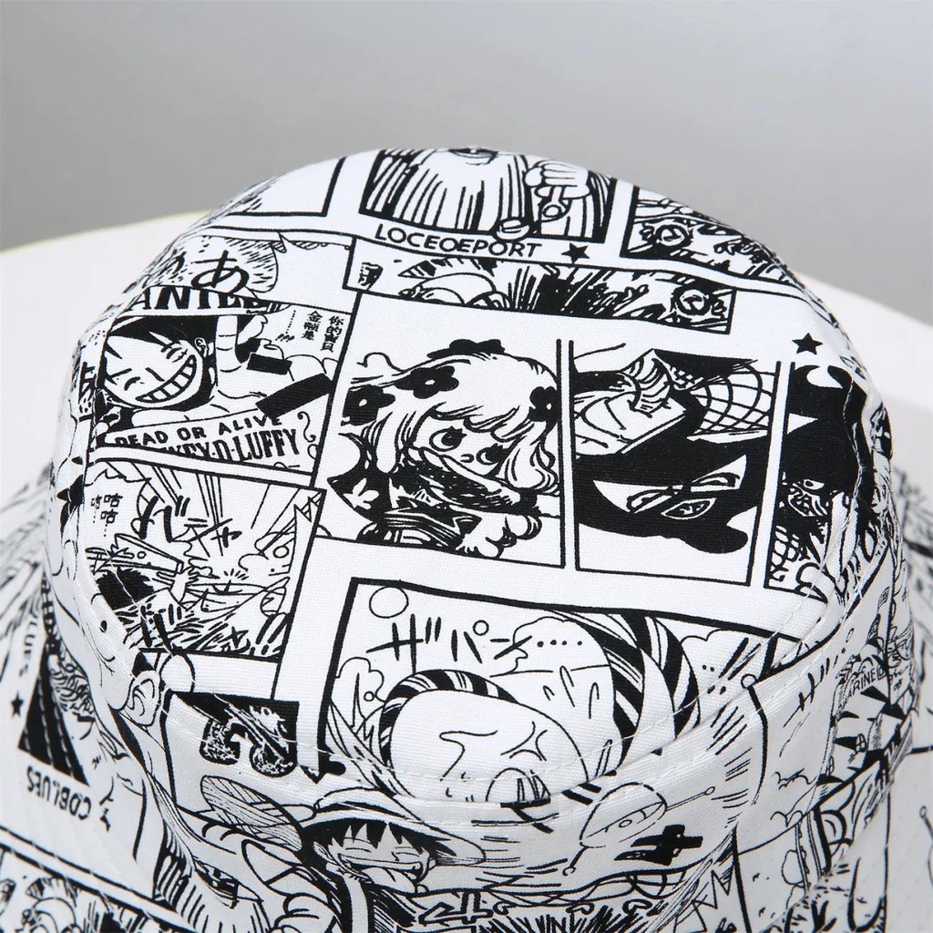 Topi Bucket Motif Print Anime One Piece Luffy Untuk Pasangan