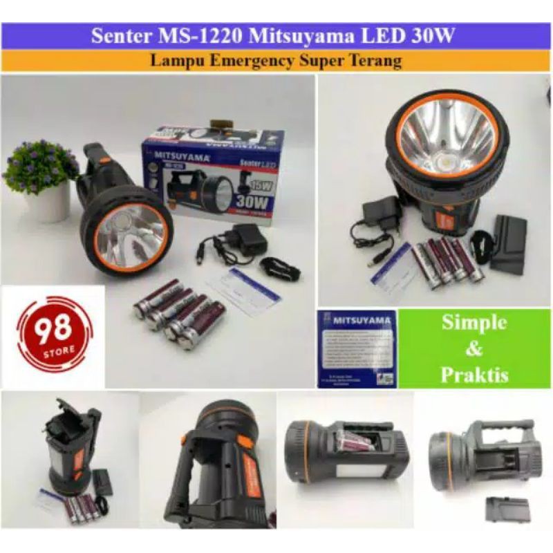 Senter Led Jumbo Mitsuyama 30 Watt MS-1220 - Senter Tangan Plus Emergency Mitsuyama 30 Watt MS-1220