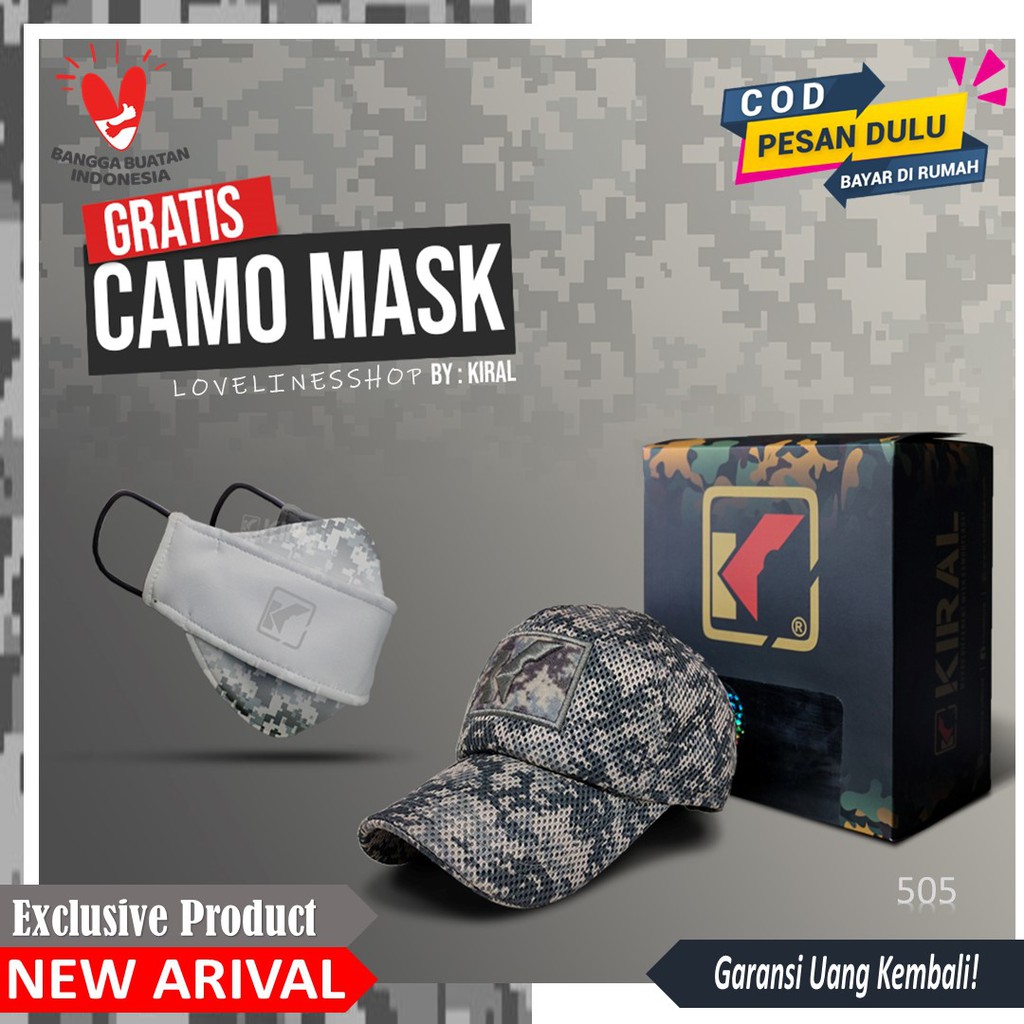 CMK505 Topi Baseball Komando Army Comando Loreng Pria motif Camo TNI untuk berburu mancing original