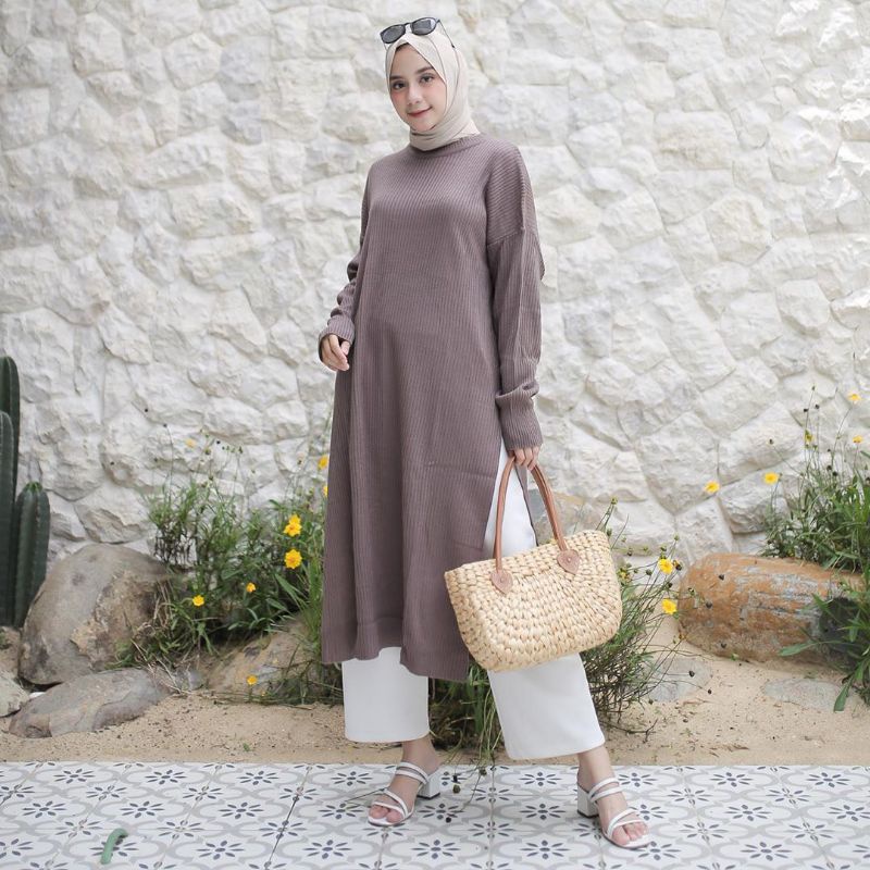 baju tunik rajut/ slit tunik rajut/tunik long/fashion wanita
