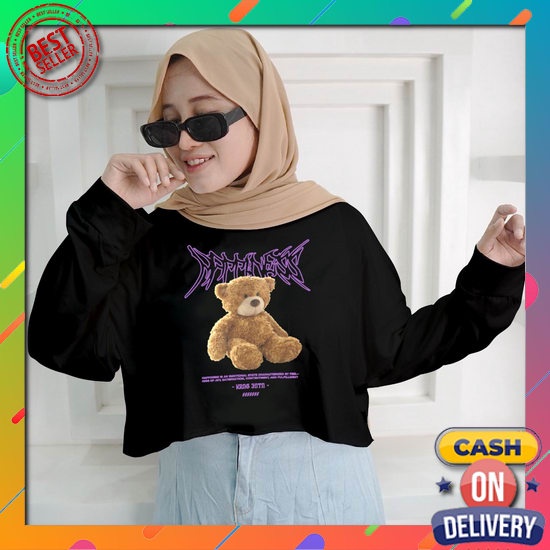 Glimpse Crop Top / Kaos Wanita Import Atasan Wanita Lengan Panjang//Crop Top Airflow Kaos Oversize C