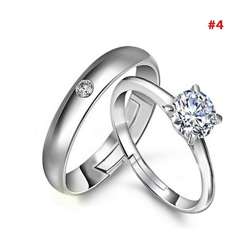 Timekey 1 Pasang Cincin Lapis Silver 925 Hias Zirconkristalberlian Untuk Pasanganpriawanita A3K2