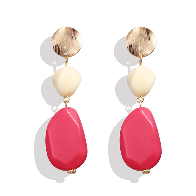 LRC Anting Tusuk Fashion White Resin Sequins Irregular Earrings F7691X