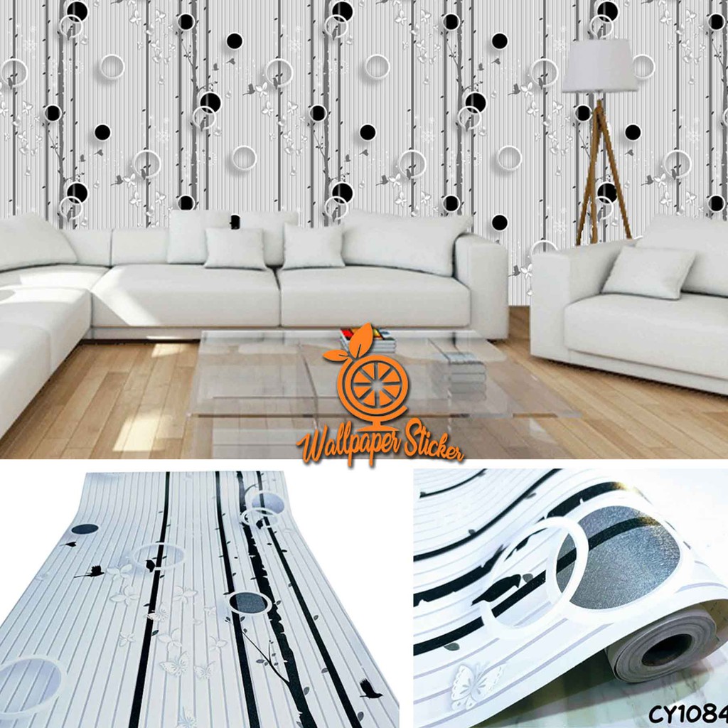 wallpaper stiker dinding 45 cm x 10 m anti air | motif HITAM POHON| solusi dekorasi