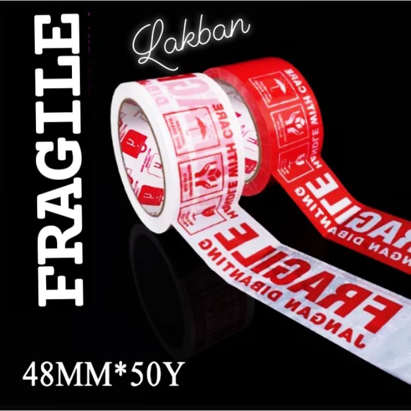 LAKBAN FRAGILE MERAH PUTIH 48 X 50 YARD