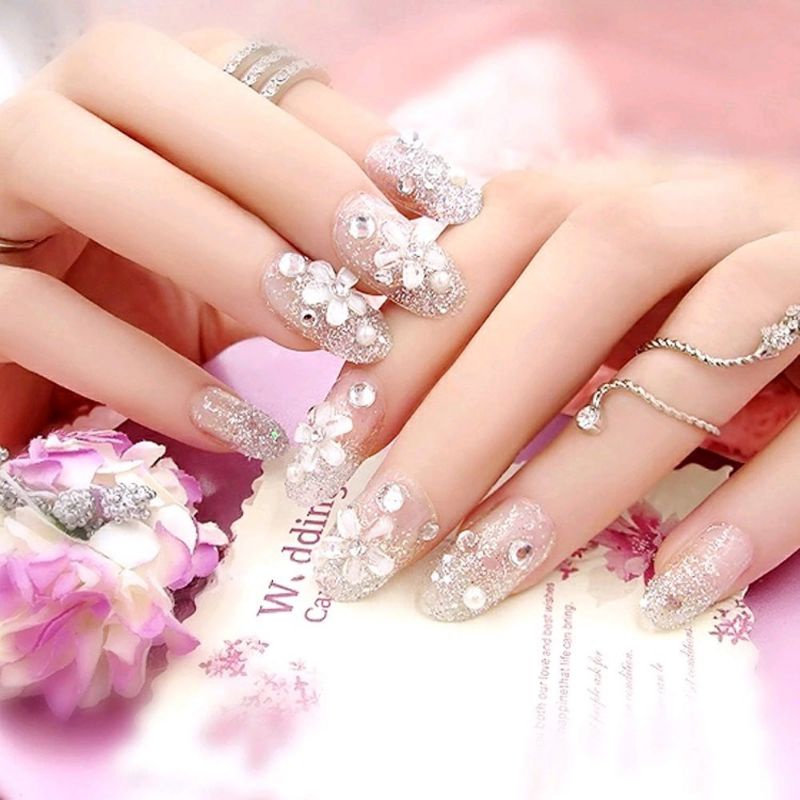 ❤Miss.Vinka❤ Kuku Palsu 3D Pesta / Nails Art Wedding / Nails Sticker Real Pic