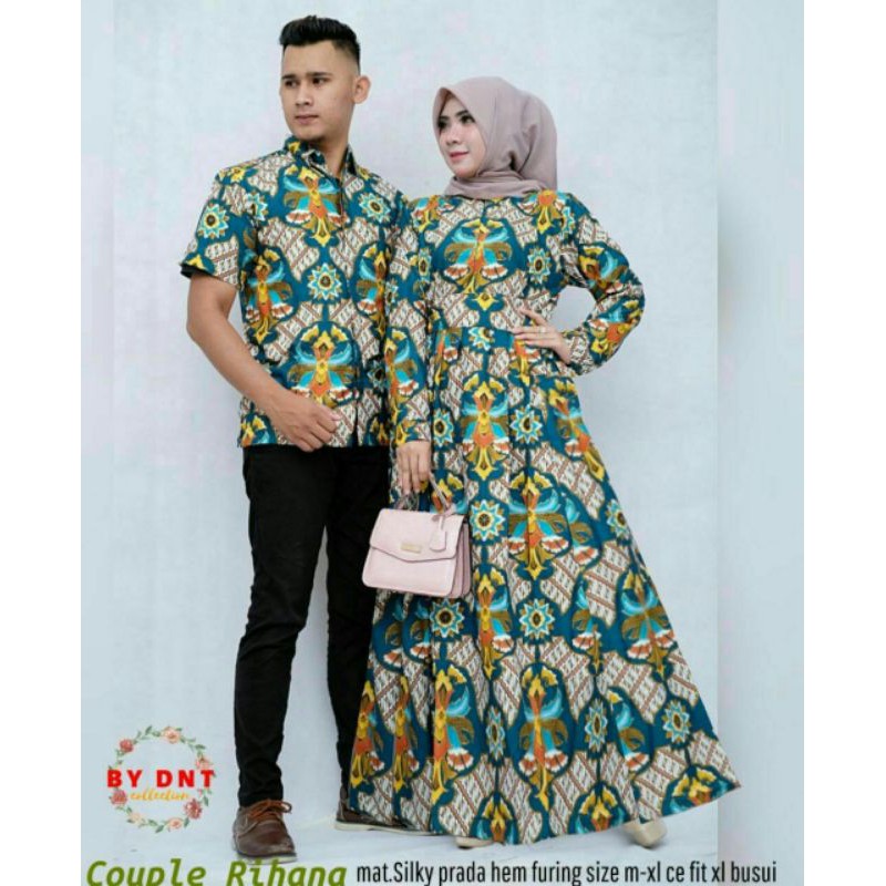 [ TERBARU ] Couple long dress batik semi sutera Rabbani sarimbit sutra