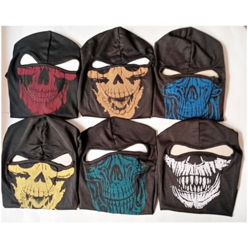 Masker Ninja Sablon Tengkorak KBR