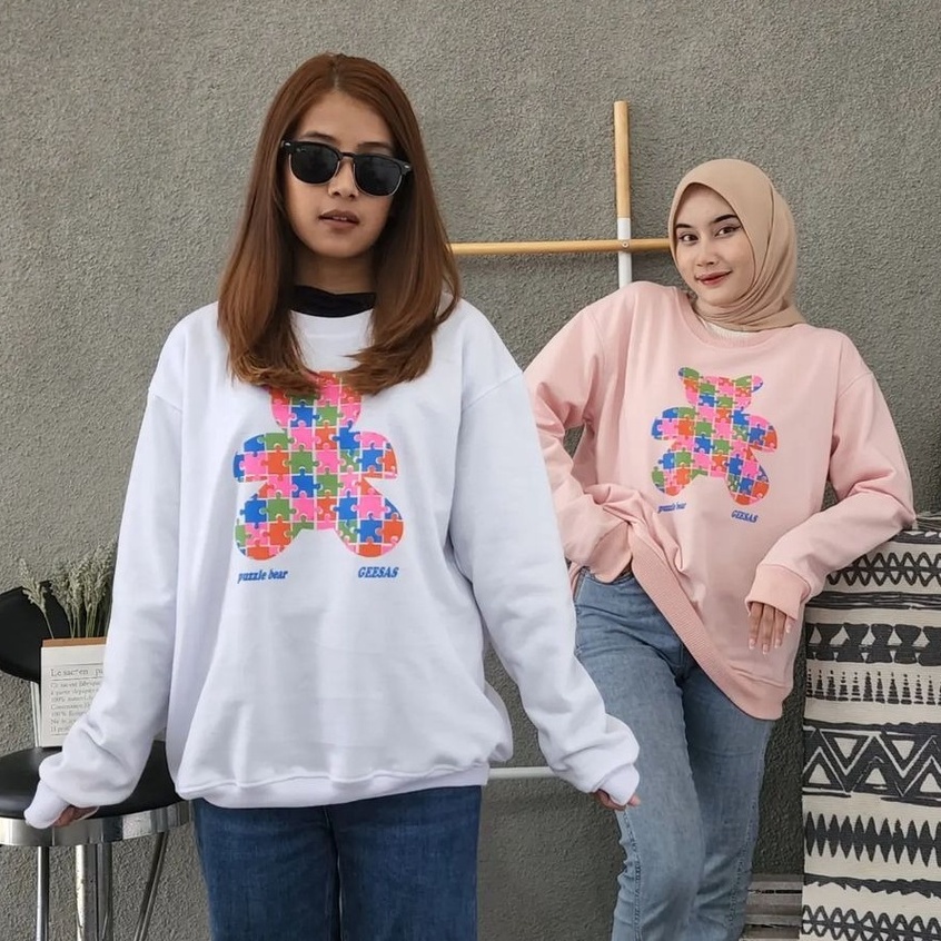 Public - Puzzle Bear Sweater - Sweater Basic Wanita