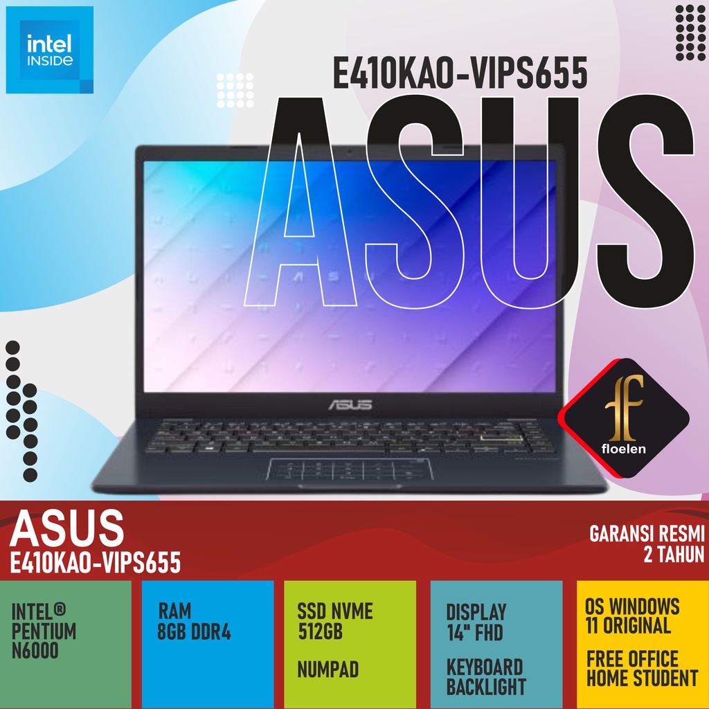 ASUS E410KAO VIPS651/655 Pentium N6000 8GB 512GB 14"FHD WIN11+OHS21