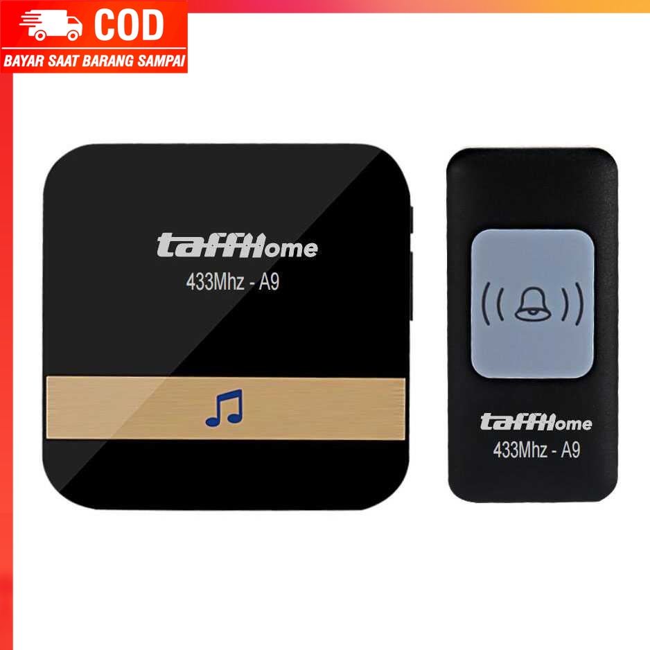 (100% BARANG ORI) TaffHOME Bell Pintu Wireless Doorbell 52 Tunes 1 Receiver 433Mhz - A9