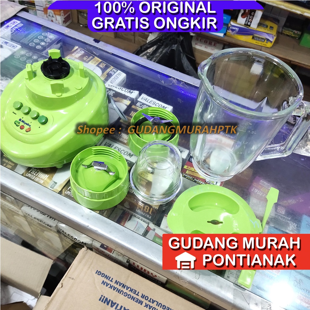 Blender Kaca 2in1 Miyako 1,5 Liter BL- 151 GF (BIG CONTAINER) lengkap pelumat basah dan kering