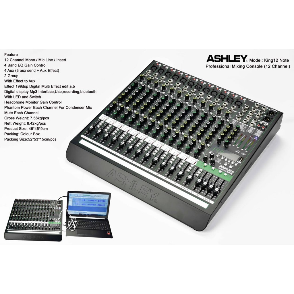 Mixer Ashley KING 12 Note Original 12 channel KING12 Interface USB Bluetooth bisa connect  komputer