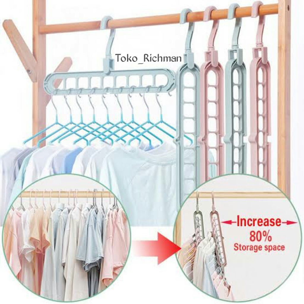 Gantungan Baju 9 Slot Lubang Gantungan Hanger Jas Celana Kaos Kaki